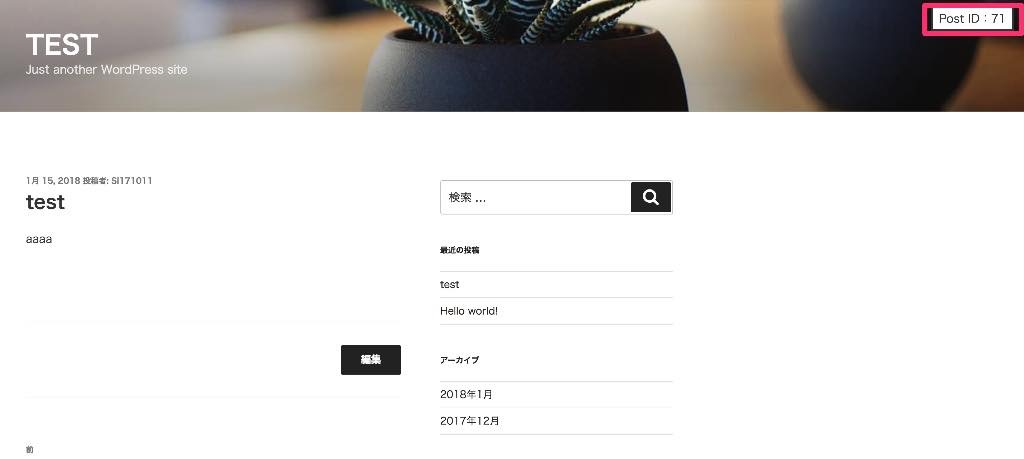 wordpressでログイン時だけ、表示ページに投稿IDを表示させるphp